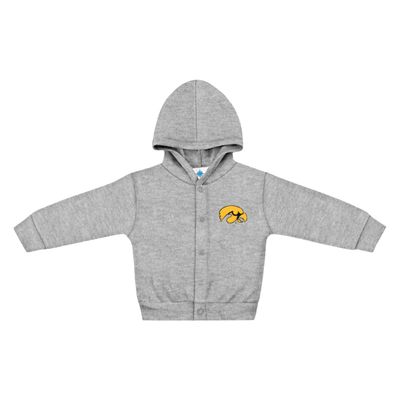 Creative Knitwear College Baby NCAA Officially Licensed Snap Hooded Jacket - Iowa Hawkeyes Logo - Oxford - 3T