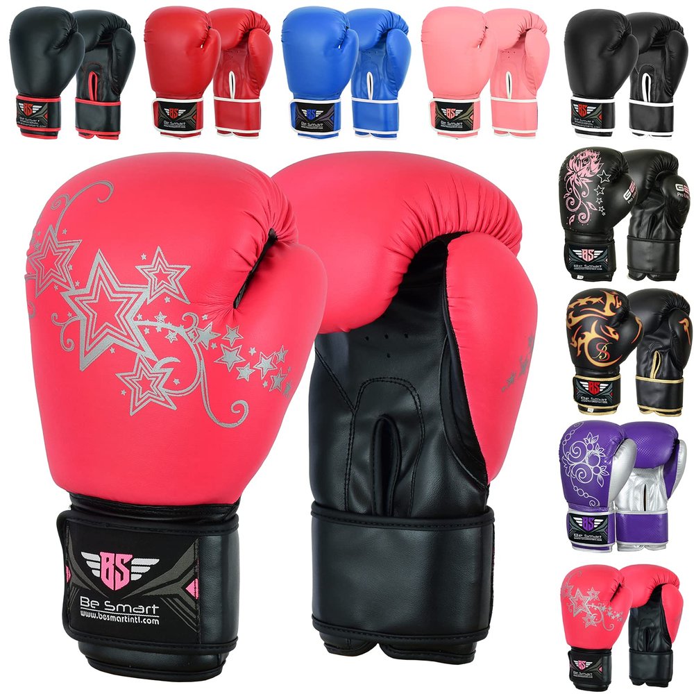 BeSmart Kids Boxing Gloves Junior Mitts 4oz, 6oz Punch Bag Children MMA Youth P (Pink, 4 Oz)