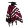 Sharpshooter Clint Eastwood Western Black Cowboy Hat & Burgandy Poncho Set (Small Black Hat & Burgandy Poncho, Small Black Hat & Burgandy Poncho) view 2