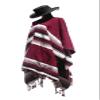 Sharpshooter Clint Eastwood Western Black Cowboy Hat & Burgandy Poncho Set (Small Black Hat & Burgandy Poncho, Small Black Hat & Burgandy Poncho) view 3