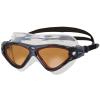 Zoggs Unisex Adult Tri-Vision Mask | Anti-Fog UV Protection Swimming Goggles | Curved Lens Technology & Quick Adjust Strap, Gray/Black - Tint Copper Lens view 1