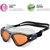 Zoggs Unisex Adult Tri-Vision Mask | Anti-Fog UV Protection Swimming Goggles | Curved Lens Technology & Quick Adjust Strap, Gray/Black - Tint Copper Lens view 3