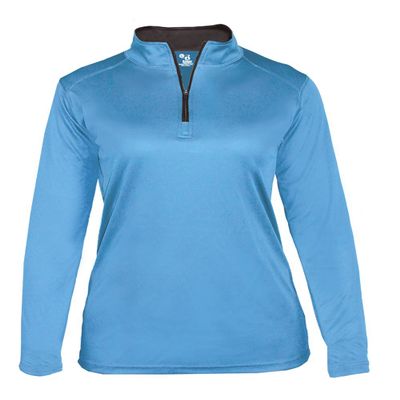 Light Blue Ladies XL Long Sleeve 1/4 Zip Pullover Wicking Sports Jacket