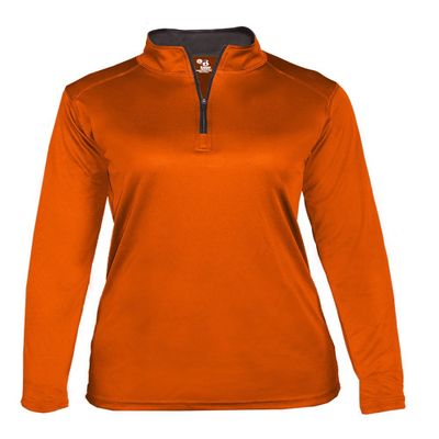 Orange Ladies Small Long Sleeve 1/4 Zip Pullover Wicking Sports Jacket