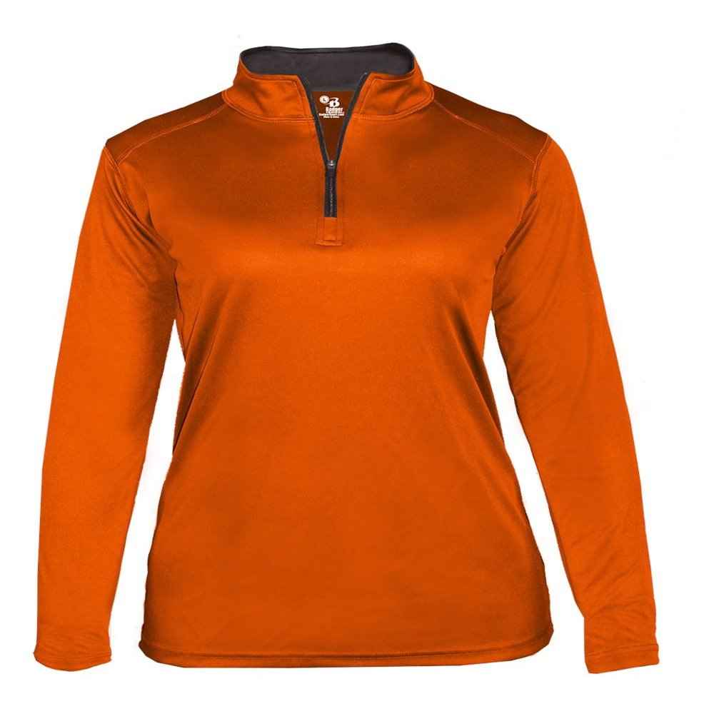 Orange Ladies Small Long Sleeve 1/4 Zip Pullover Wicking Sports Jacket