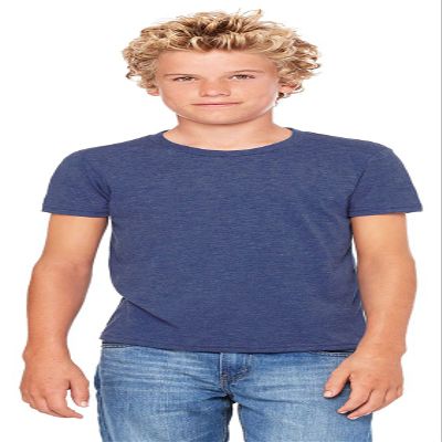 Bella + Canvas Youth Jersey Short-Sleeve T-Shirt S HEATHER NAVY