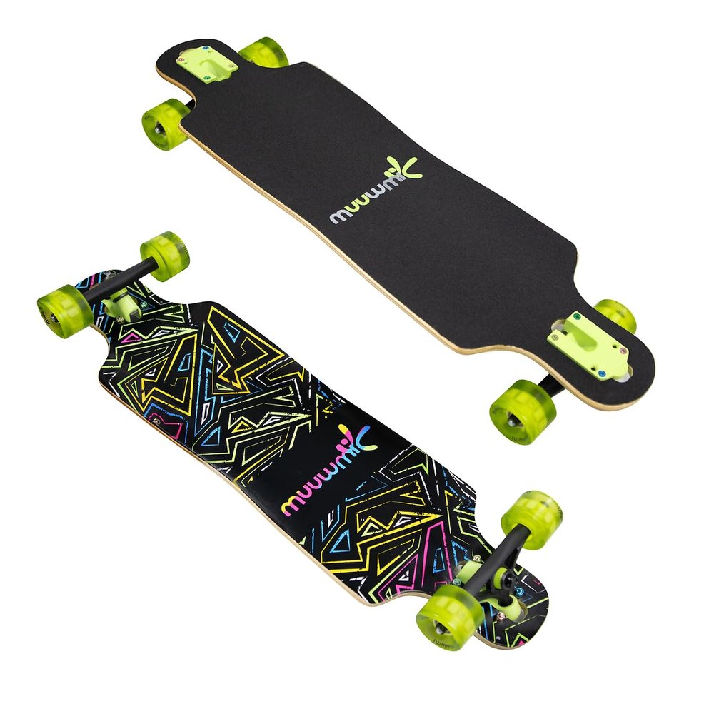 Authentic Sports & Toys Gmbh No Rules Neon ABEC 7 Longboard with Flashing Wheels