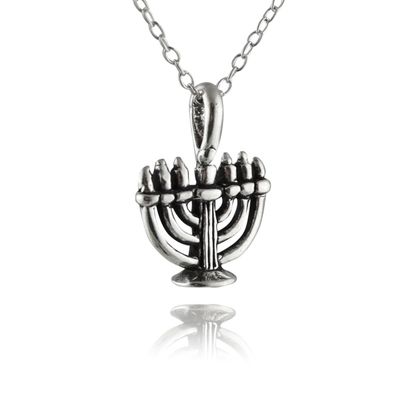 FashionJunkie4Life Sterling Silver Menorah Necklace, 18" Chain | Gifts for Men & Women | Birthday Gift for Men and Women