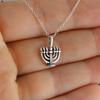 FashionJunkie4Life Sterling Silver Menorah Necklace, 18" Chain | Gifts for Men & Women | Birthday Gift for Men and Women view 2