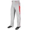 CHAMPRO Youth Triple Crown OB2 Open-Bottom Loose Fit Baseball Pants with Adjustable Inseam and Reinforced Sliding Areas , Grey, Scarlet, Large view 1