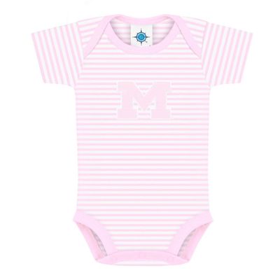 Creative Knitwear University of Michigan Wolverines Outline Block M Striped Baby Bodysuit