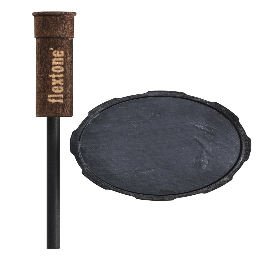 Flextone Hunting Loud Realistic Sounds Weatherproof Pot Luck Slate Friction Plate Turkey Call with Carbon Striker