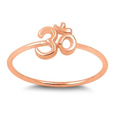 Rose Gold-Tone Hindu Om Sign Yoga Ring New .925 Sterling Silver Band Size 6