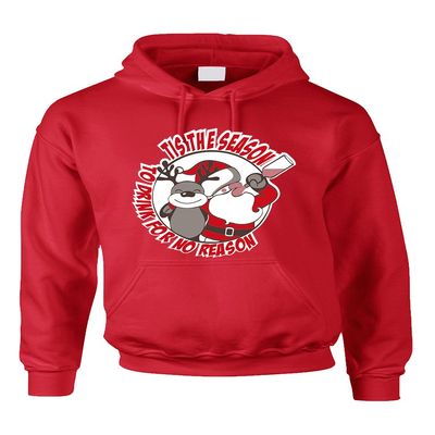 ALLNTRENDS Adult Hoodie Tis The Season Drink No Reason Ugly Sweater (XL, Red)