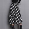 Taiduosheng Women's Wool Maxi Skirt A-Line Pleated Vintage Plaid Winter Swing Skirts Black XL view 2