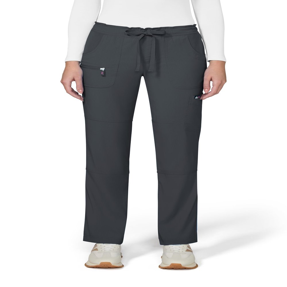 KOI Lite Peace Women's 6-Pocket Stretch Scrub Pants Charcoal Large Tall