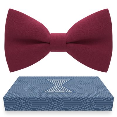 Boys Burgundy Bow Tie Teens Gabardine Fabric Material for Kids Maroon Bowtie, Toddler Bow ties Formal Pre-Tied Tuxedo Clip on Shape Infant Handmade Bow ties for Any Ages (Medium, Deep Red)