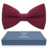 Boys Burgundy Bow Tie Teens Gabardine Fabric Material for Kids Maroon Bowtie, Toddler Bow ties Formal Pre-Tied Tuxedo Clip on Shape Infant Handmade Bow ties for Any Ages (Medium, Deep Red) view 1