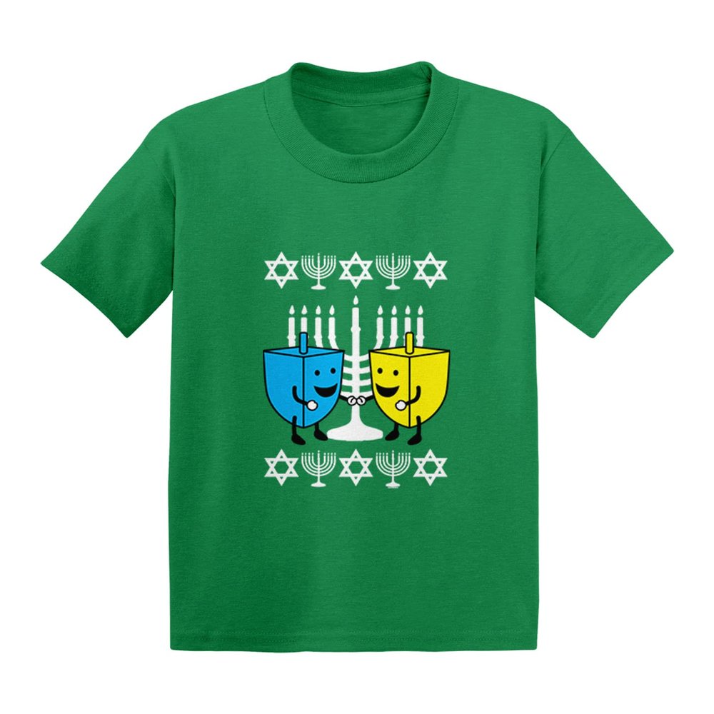 Haase Unlimited Happy Dreidels - Ugly Hanukkah Infant/Toddler Cotton Jersey T-Shirt (Kelly, 2T)