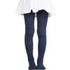 Monvecle Girls' Thick Cotton Stockings Socks Stretch Cable Knit Footed Tights Navy 8-10 view 1