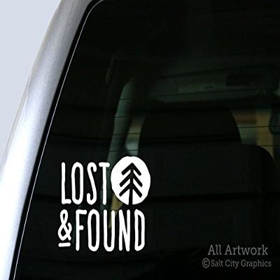 Lost and Found Car Decal - Find Yourself in The Outdoors - Car Window Decal (5 inches Wide, White)