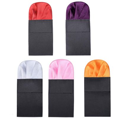 5 Pack Silk Men's Pre Folded Pocket Squares Set, Prefolded Handkerchief For Business Formal/Suit/Tuxedo PF-H-3 (Red, Purple, Silver, Pink, Orange)