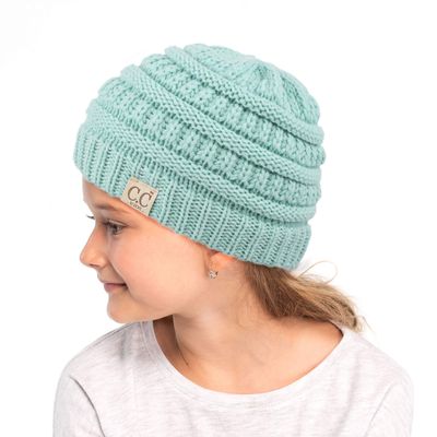 C.C Hatsandscarf CC Exclusives Solid Ribbed Children Beanie (YJ-847-KIDS) (Mint)