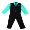 Boy's Vest and Pant Set, Includes Shirt, Tie and Hanky - TURQUOISE 3-6M view 1