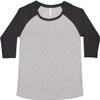 LAT Curvy Collection Women's Baseball Three-Quarter Sleeve Tee, Vintage Heather/Vintage Smoke, 1-14/16 view 1