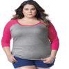 LAT Curvy Collection Women's Baseball Three-Quarter Sleeve Tee, Vintage Heather/Vintage Smoke, 1-14/16 view 3