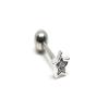 Mini 5CZ Star Piercing / Unisex Cubic Zirconia Gem Stainlss Steel Barbell Earring / Stud Earring / Jewelry / Barbells/ CZ Jewelry / CZ Piercing / Cubic Piercing / Cute Piercing (Silver) view 1
