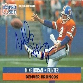 Sports Memorabilia Autograph Warehouse 60252 Mike Horan Autographed Football Card Denver Broncos 1991 Pro Set No .489
