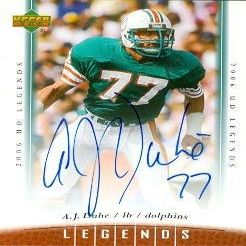 Sports Memorabilia A.J. Duhe Autographed Football Card (Miami Dolphins) 2006 Upper Deck No.56