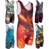 KO Sports Gear Unisex Wrestling Singlet for Adult Wrestlers - Wrestling Singlet for Men & Women - Bold Durable Uniform, Stretchy Breathable Material - Orange Phoenix, Adult XX-Large view 1