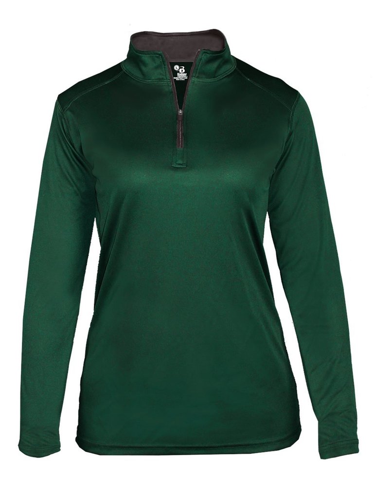 Forest Green Ladies XS Long Sleeve 1/4 Zip Pullover Wicking Sports Jacket