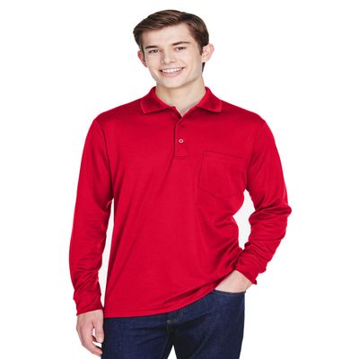 Adult Pinnacle Performance Long-Sleeve Piqu Polo with Pocket 3XL CLASSIC RED