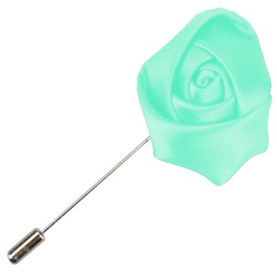 Flairs New York Gentleman's Essentials Premium Handmade Artisan Flowers Lapel Pins (Pack of 1 Pin, Mint Green Rose Bud)