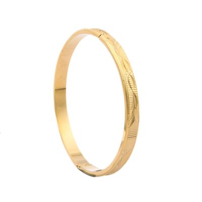 18K Gold Plated Texture Ethiopian Bangle Bracelet Africa Arab Dubai Gold Bangle Bracelet (N)