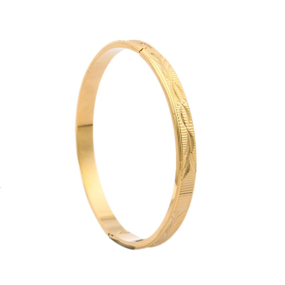 18K Gold Plated Texture Ethiopian Bangle Bracelet Africa Arab Dubai Gold Bangle Bracelet (N)