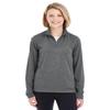 ULTRACLUB Ladies Cool & Dry Heathered Performance Quarter-Zip, Black Heather, Small view 1