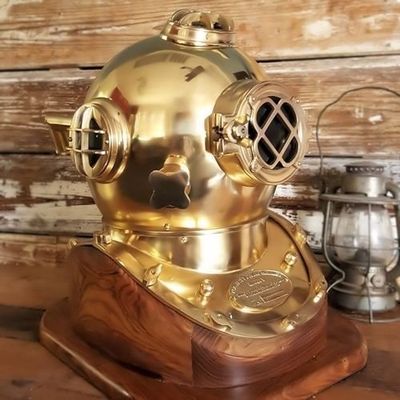 Antique Brass Scuba DEEP Diving Divers Helmet Mark V US Navy Vintage Rustic Vintage Home Decor Gifts