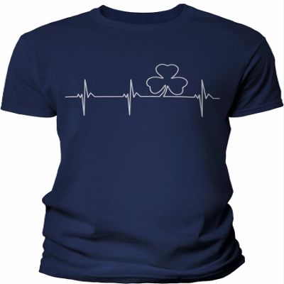 Irish Heartbeat - Irish Pride St Patricks Day Shirt for Men - F/Navy-2X