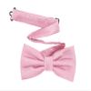 TINYHI Men's Pre-Tied Satin Formal Tuxedo Bowtie Adjustable Length Satin Bow Tie Pink One Size view 1