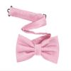 TINYHI Men's Pre-Tied Satin Formal Tuxedo Bowtie Adjustable Length Satin Bow Tie Pink One Size view 2