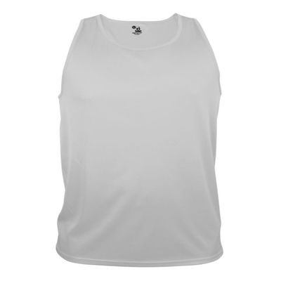 Badger Sport White Tank (Youth Medium Athletic Sleeveless Wicking Tank Top