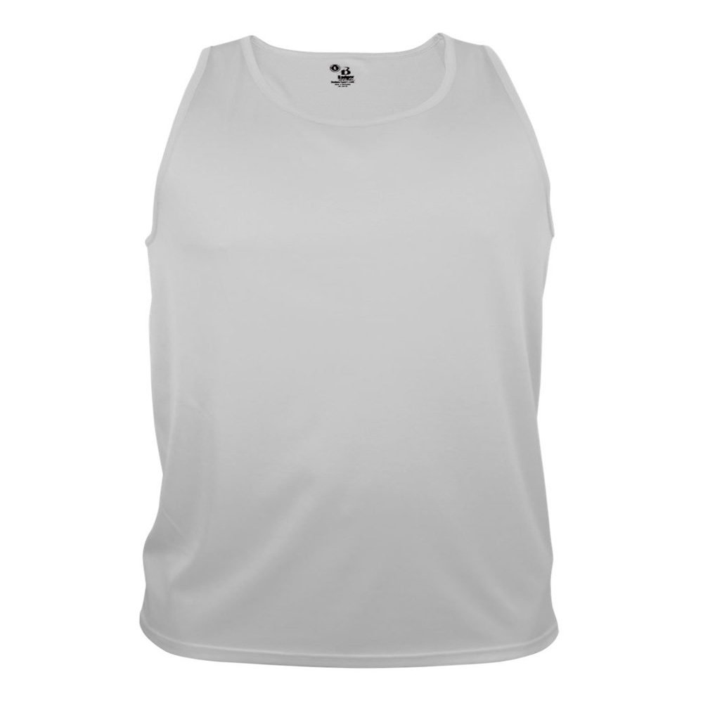 Badger Sport White Tank (Youth Medium Athletic Sleeveless Wicking Tank Top