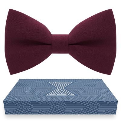 Boys Burgundy Bow Tie Teens Gabardine Fabric Material for Kids Maroon Bowtie, Toddler Bow ties Formal Pre-Tied Tuxedo Clip on Shape Infant Handmade Bow ties for Any Ages (Medium, Dark Red)