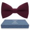Boys Burgundy Bow Tie Teens Gabardine Fabric Material for Kids Maroon Bowtie, Toddler Bow ties Formal Pre-Tied Tuxedo Clip on Shape Infant Handmade Bow ties for Any Ages (Medium, Dark Red) view 1