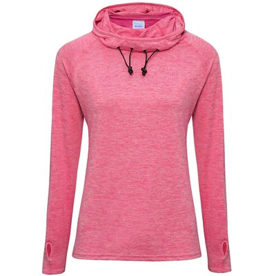 Awdis Just Cool Womens/Ladies Girlie Cowl Neck Baselayer Top (XL) (Electric Pink Melange)