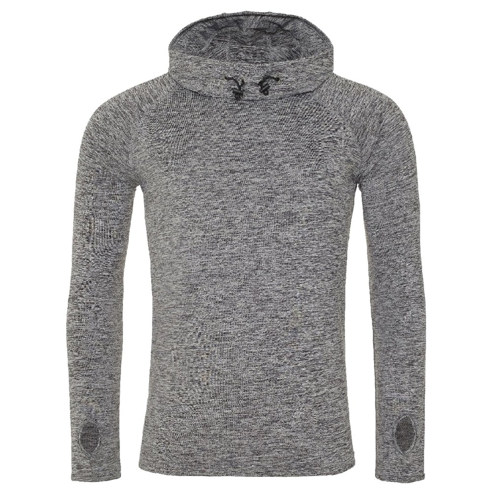 Awdis Just Cool Mens Cowl Neck Long Sleeve Baselayer Top (L) (Gray Melange)